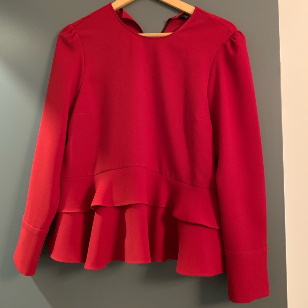 Zara red peplum top